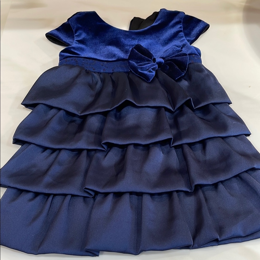 Navy Blue Kids Dress with Bow by